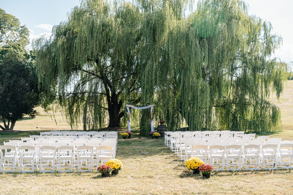 Outdoor ceremony seating at The Homestead Farm Historic Wright-Barton Venue