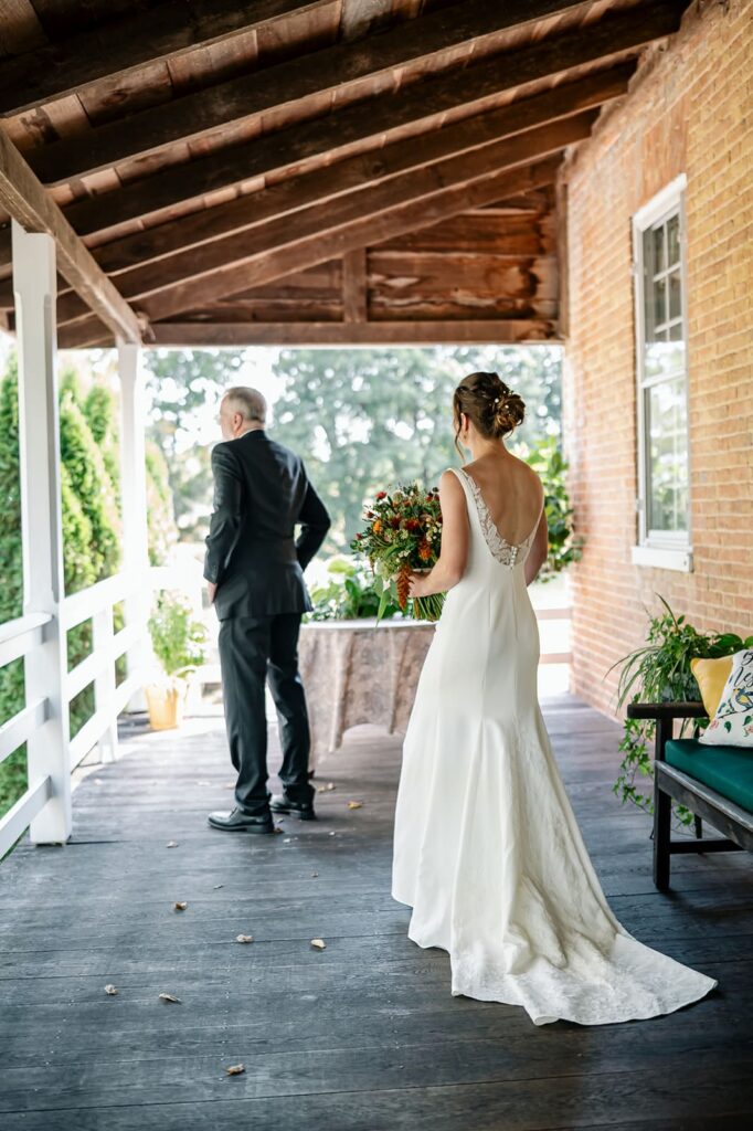Bride getting ready inside The Homestead Farm on her wedding day