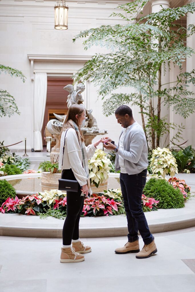 Romantic engagement photos inside the National Gallery of Art Washington DC museum