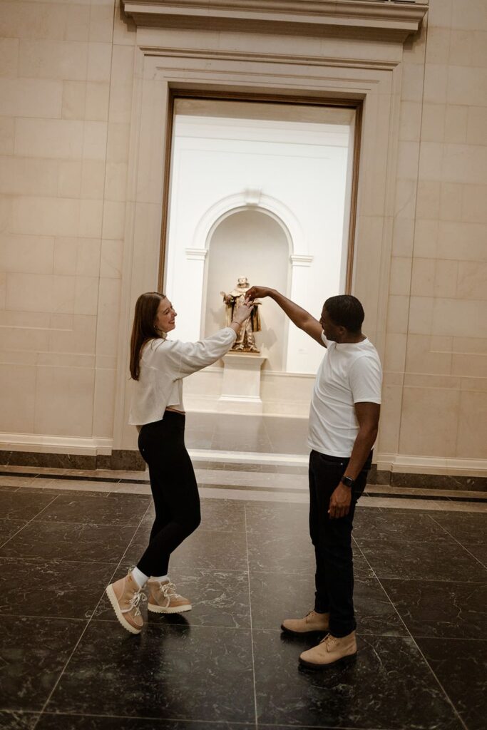 Engagement photos in the National Gallery of Art sculpture and gallery spaces