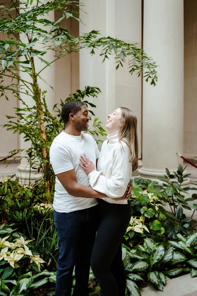 Romantic engagement portraits in Washington DC at the National Gallery of Art